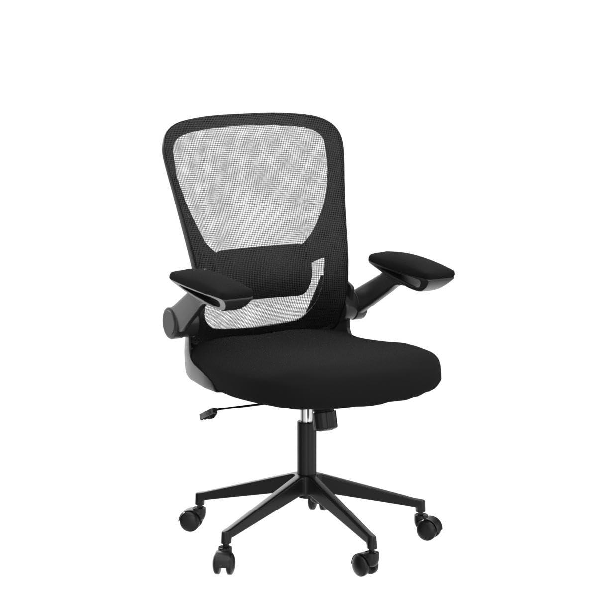 Office Chair Computer Chair Ergonomic Desk Chair Modern Rolling Executive Mesh Chair with Lumbar Support and Adjustable Mid Back Flip-up Armrests(Black) - Image 6