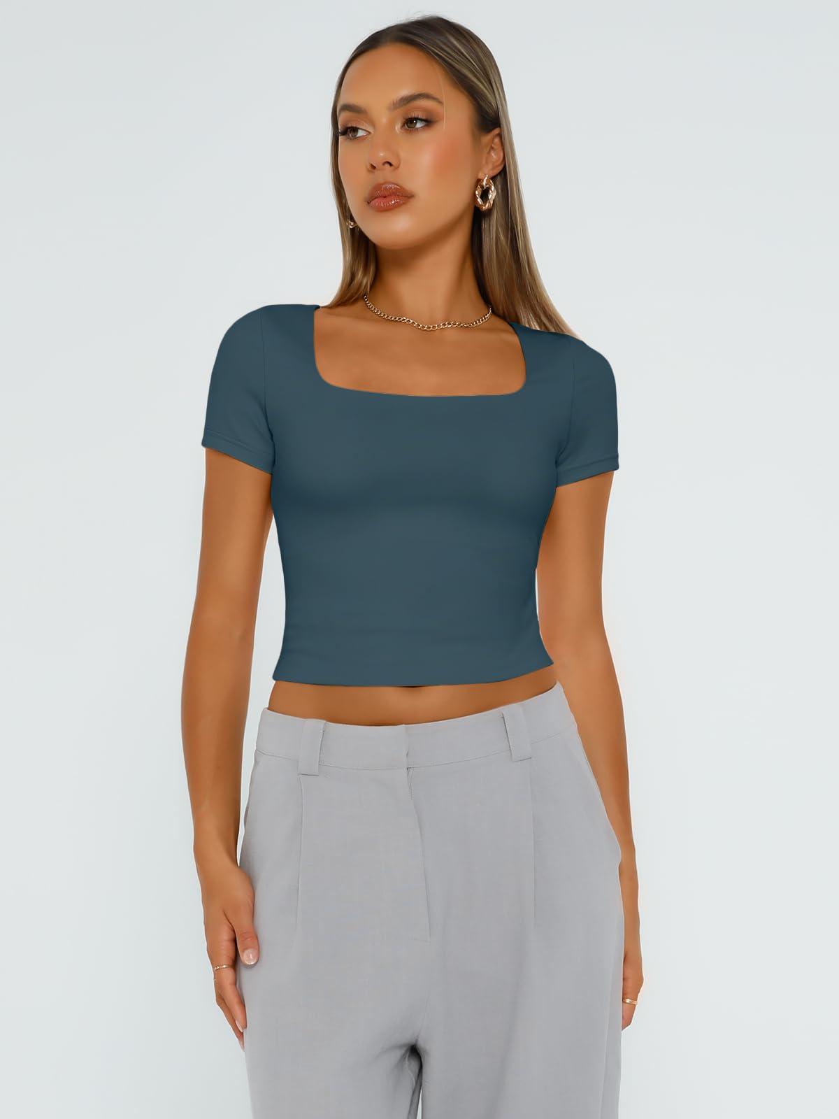 Trendy Queen Tshirts Shirts for Women Double Lined Going Out Crop Tops 2025 Spring Summer Workout Y2k Clothes Beach Fashion - Image 2