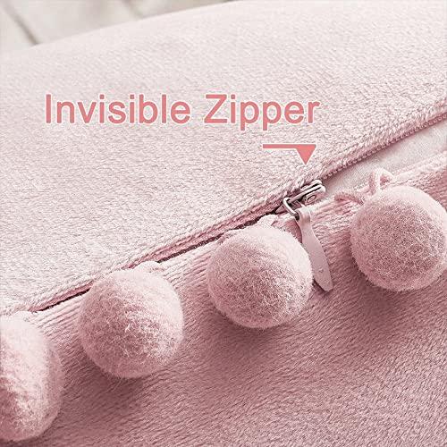 Top Finel Blush Pink 26x26 Euro Pillow Shams Set of 2 Decorative Throw Pillow Covers for Bed, Soft Velvet Couch Pillow Covers with for Bedroom, Spring Cute Aesthetic Home Decor - Image 6