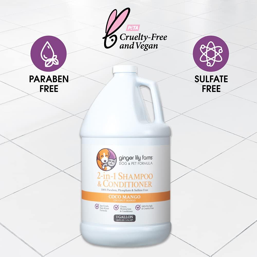 Ginger Lily Farms Dog & Pet Formula 2-in-1 Shampoo & Conditioner, 100% Vegan & Cruelty-Free, Coco Mango, 1 Gallon Refill (128 fl oz) - Image 4