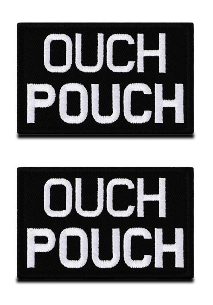 2 Pieces Funny Ouch Pouch Embroidered Patch Tactical Moral Applique Fastener Hook & Loop Emblem Patch