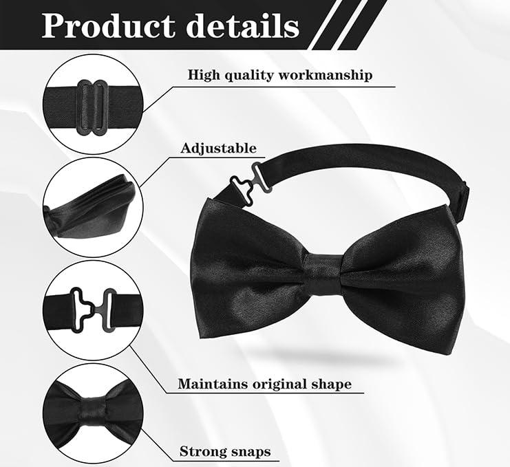 vivinin 2PCS Bow Ties for Men, Adjustable Black Bow Tie, Classic Bow Tie for Weddings, Banquets, Bands, Graduations, Christmas, Celebrations and Any Other Formal Occasions - Image 3