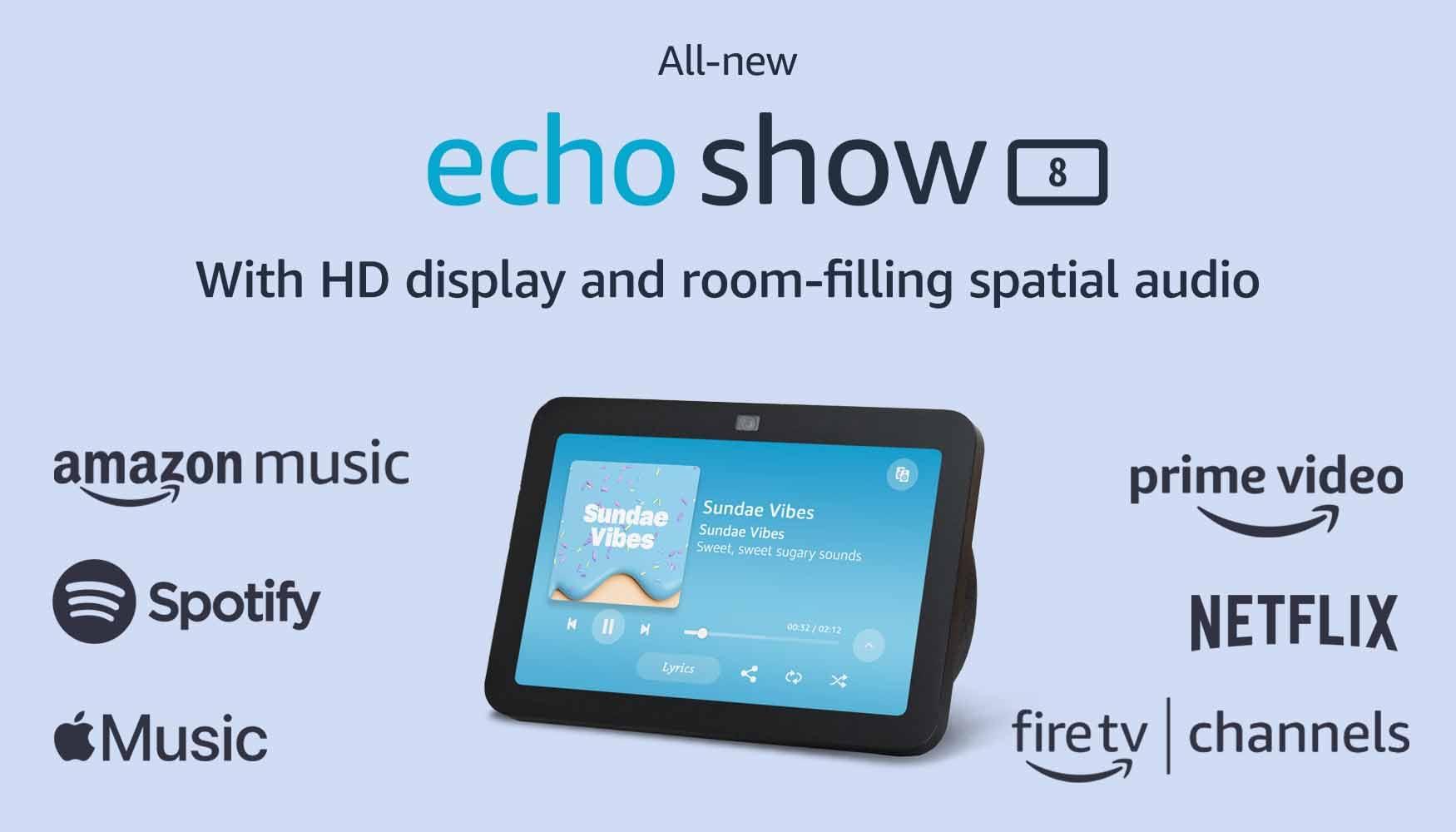 Like-New Amazon Echo Show 8 (newest model), With Spatial Audio, Smart Home Hub, and Alexa, Charcoal - Image 8