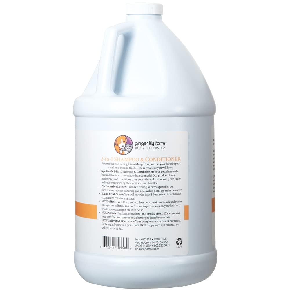 Ginger Lily Farms Dog & Pet Formula 2-in-1 Shampoo & Conditioner, 100% Vegan & Cruelty-Free, Coco Mango, 1 Gallon Refill (128 fl oz) - Image 2