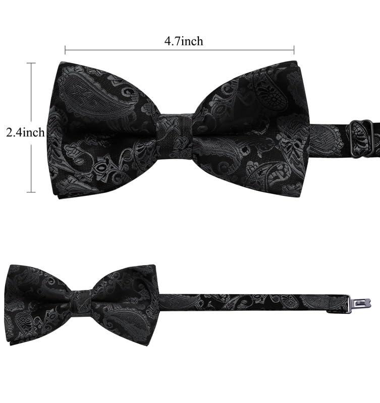 MAGE MALE Men’s Bow Tie Set,Classic Paisley Pre-Tied Bowtie,Pocket Square and Cufflinks for Formal Wedding Party Prom - Image 6