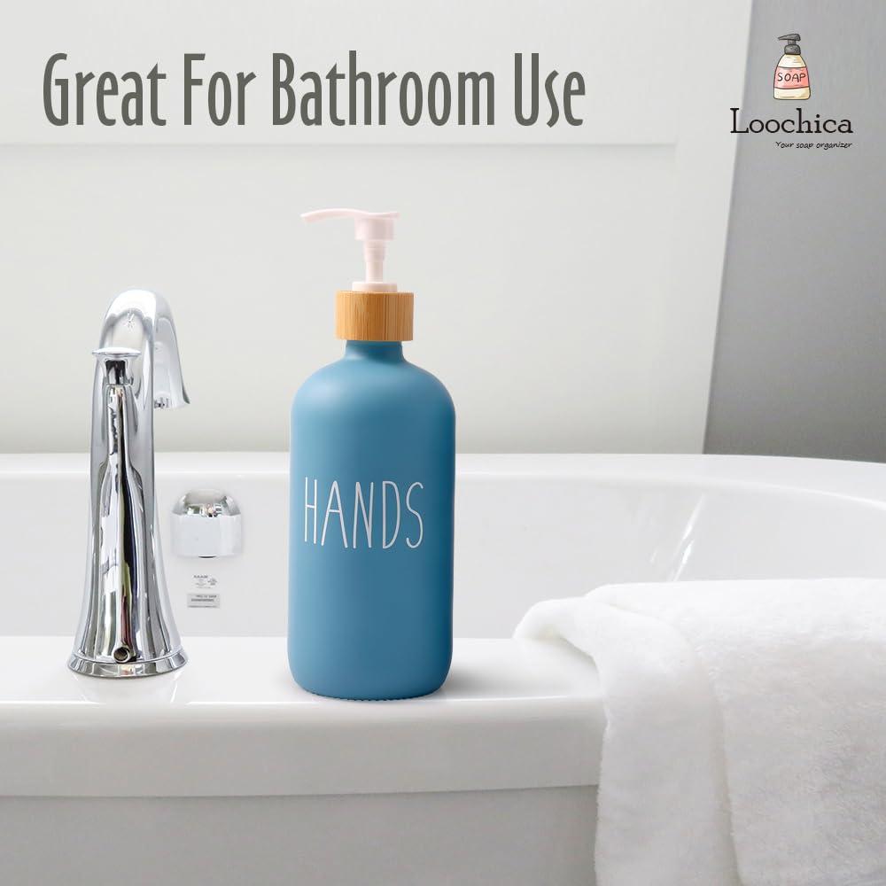 Loochica Blue Glass Kitchen Soap Dispenser, Detergent Dispenser or Hands Soap Dispenser for Kitchen Sink, Blue Soap Dispenser, Modern Blue Decor Soap Pump for Kitchen Organization - Image 7
