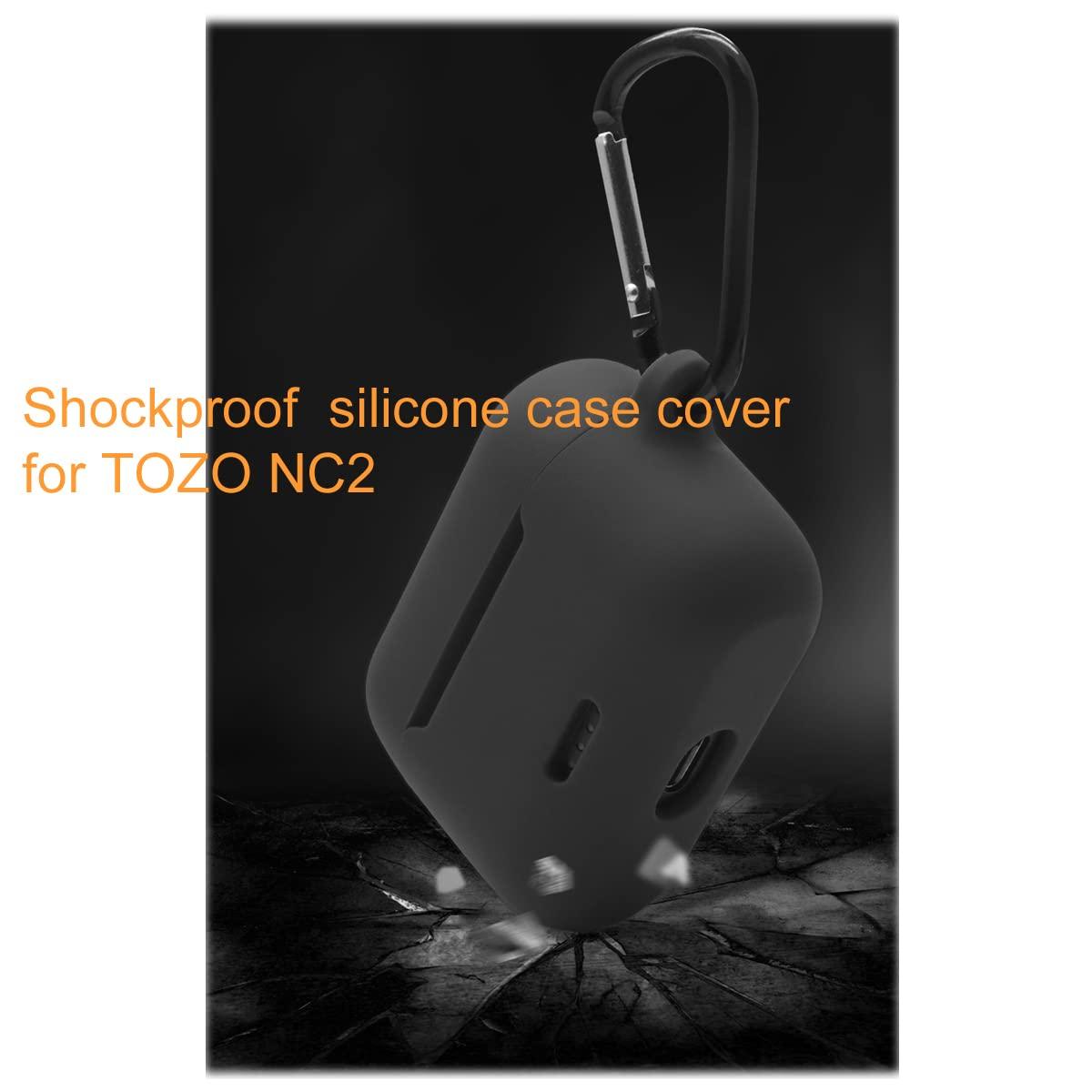 Claiol Silicone Case for TOZO NC2, Premium Shockproof Protective Case Cover with Keychain. (Black) - Image 3