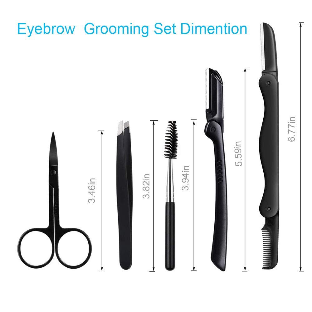 Eyebrow Razor, 5-in-1 Eyebrow Kit, Professional Eyebrow Grooming Set, Eyebrow Trimmer Set for Women and Men, Including Brow Razors Trimmer, Brush, Eyebrow Scissors, Slant Tweezers - Image 2