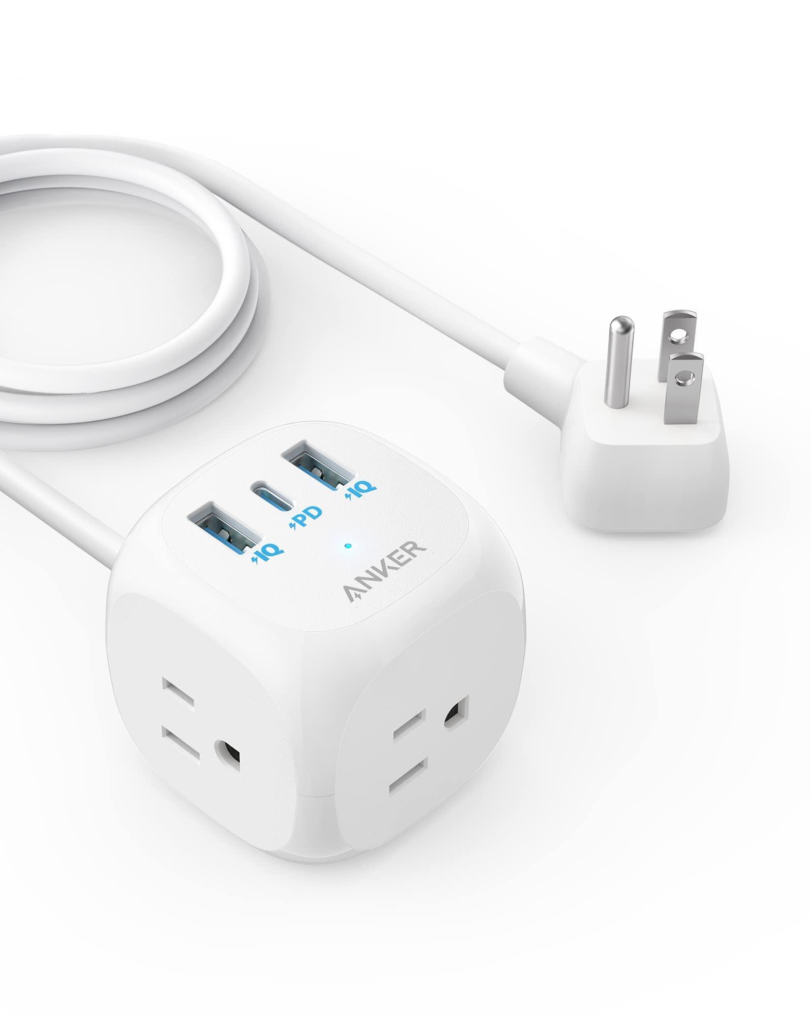 Anker 321 Power Strip with 20W USB C, 3 Outlets and USB C Charging for iPhone 15/15 Plus/15 Pro/15 Pro Max, 10 ft Extension Cord, Power Delivery Charging for Dorm Rooms,Home Office