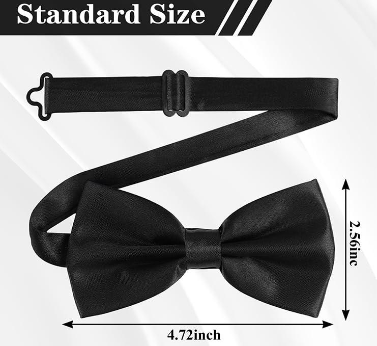 vivinin 2PCS Bow Ties for Men, Adjustable Black Bow Tie, Classic Bow Tie for Weddings, Banquets, Bands, Graduations, Christmas, Celebrations and Any Other Formal Occasions - Image 2