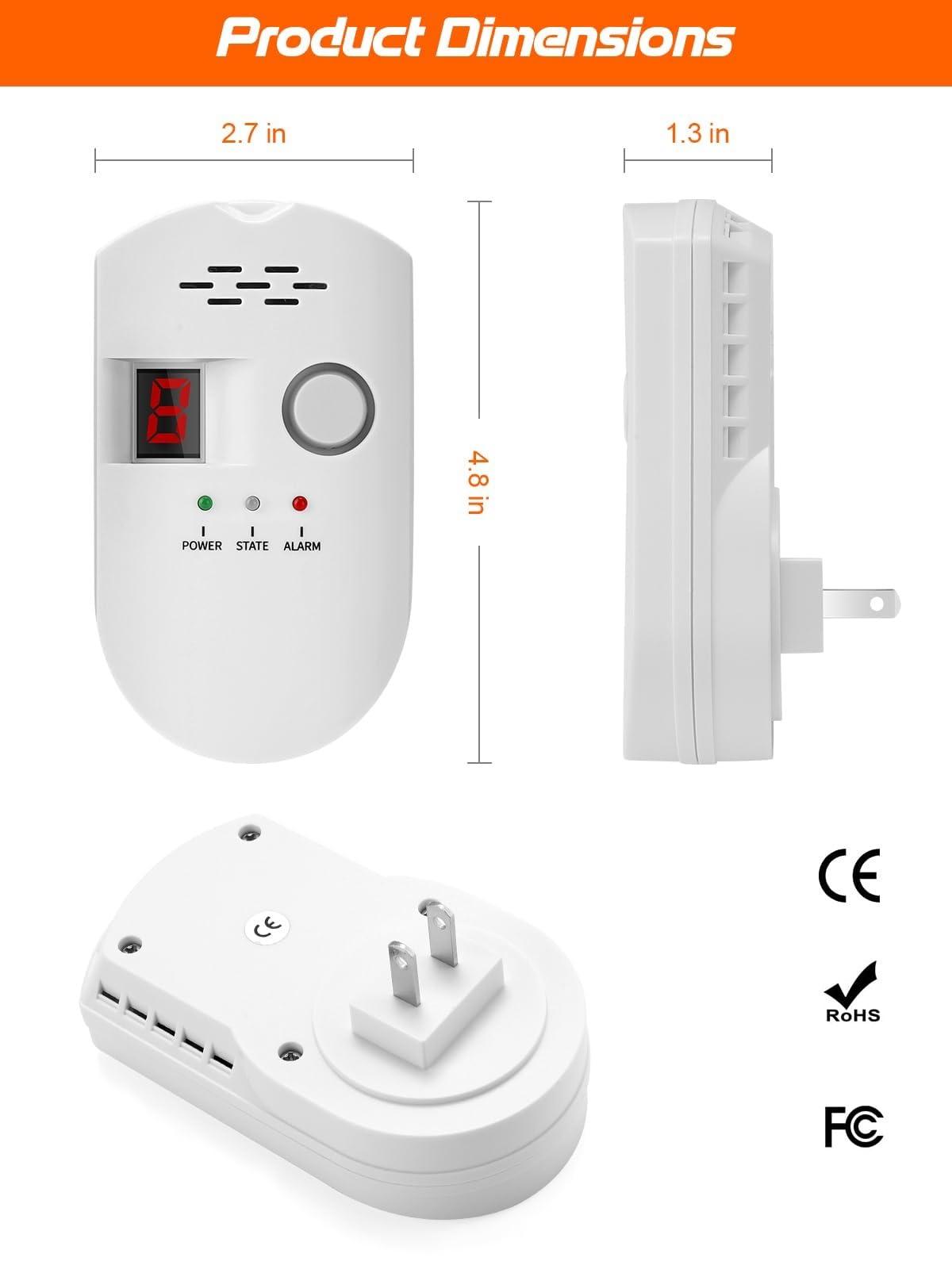 HSTMYFS Natural Gas Leak Detector, Plug-in Propane Natural Gas Detector for Home Kitchen RV, Combustible & Explosive Gas Alarm for LPG, LNG, Methane - Image 2