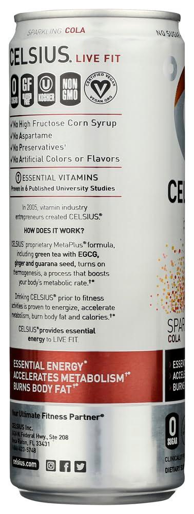 CELSIUS Sparkling Cola, Functional Essential Energy Drink 12 Fl Oz (Pack of 24) - Image 2
