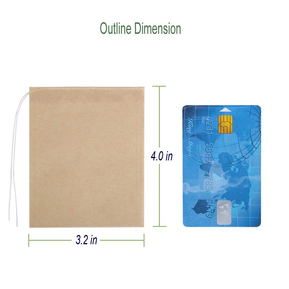 Aksuaple Eco-Fil Disposable Tea Filter Bags for Loose Tea, Wood Pulp Material, Biodegradable and Compostable, Unbleached Empty Tea Infuser Sachets with Drawstring, 100 Pack (3.2inch x 4.0inch) - Image 2