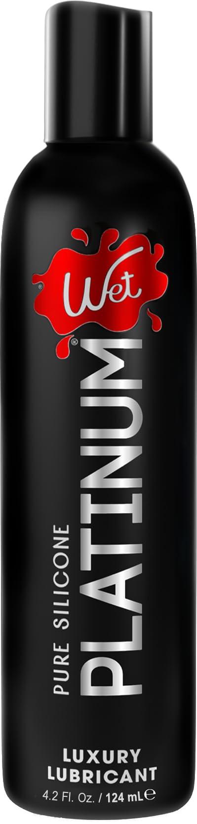 Wet Platinum Silicone-Based Personal Lubricant | Ultra Smooth, Super Slick, Hypoallergenic, Long-Lasting Performance, Waterproof Formula| Lube for Men, Women & Couples, 4.2 fl oz