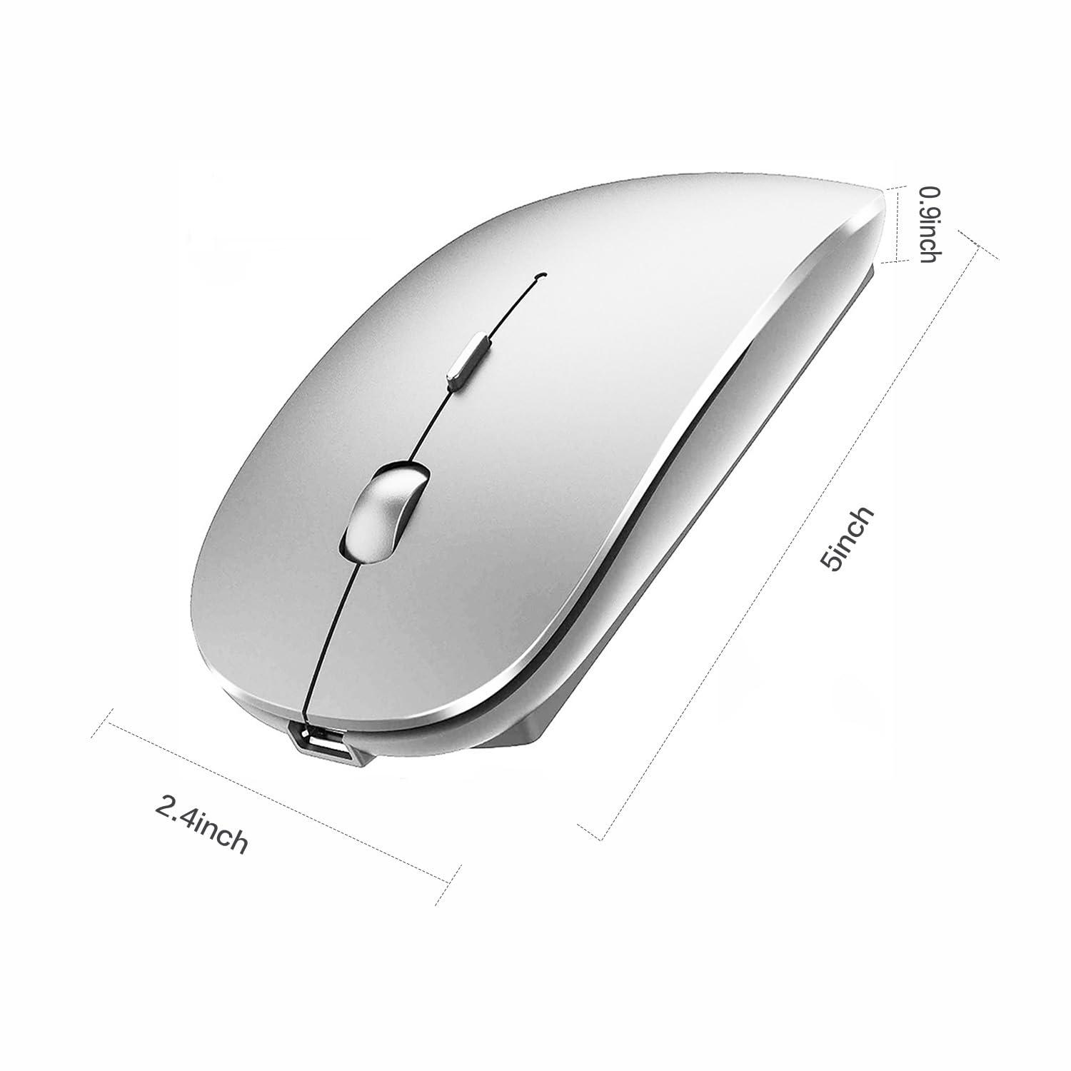 PEIBO Bluetooth Wireless Mouse for Laptop mac MacBook ipad MacBook air MacBook pro pc Desktop Computer Windows Chromebook Notebook (Silver) - Image 4