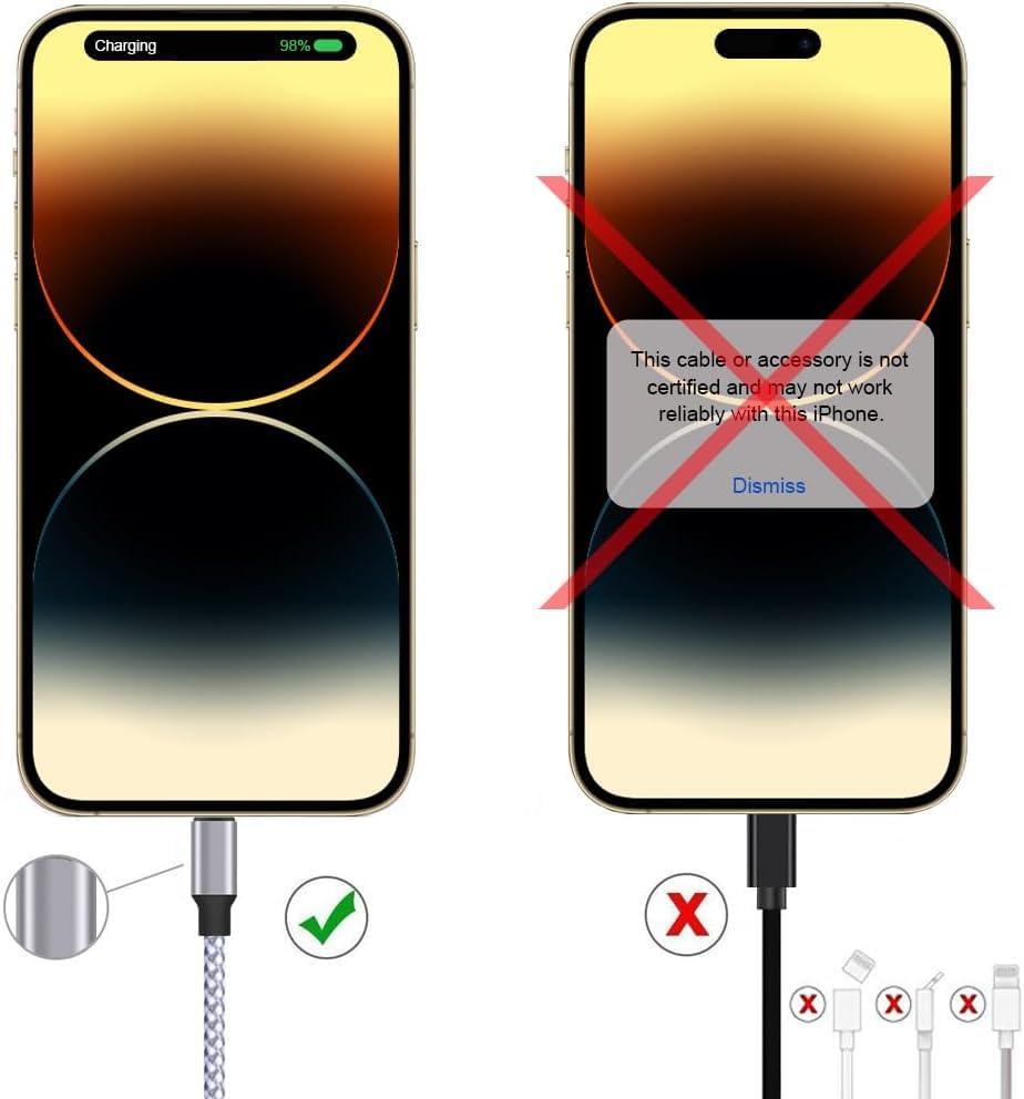 TAKAGI for iPhone Charger, [MFi Certified] Lightning Cable 3PACK 6FT Nylon Braided USB Charging Cable High Speed Transfer Cord Compatible with iPhone 14/13/12/11 Pro Max/XS MAX/XR/XS/X/8/iPad - Image 6