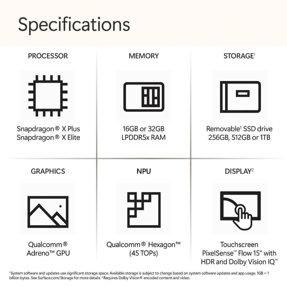 Microsoft Surface Laptop (2024), Windows 11 Copilot+ PC, 15" Touchscreen Display, Snapdragon X Elite (12 core), 16GB RAM, 1TB SSD Storage, Black - Image 4