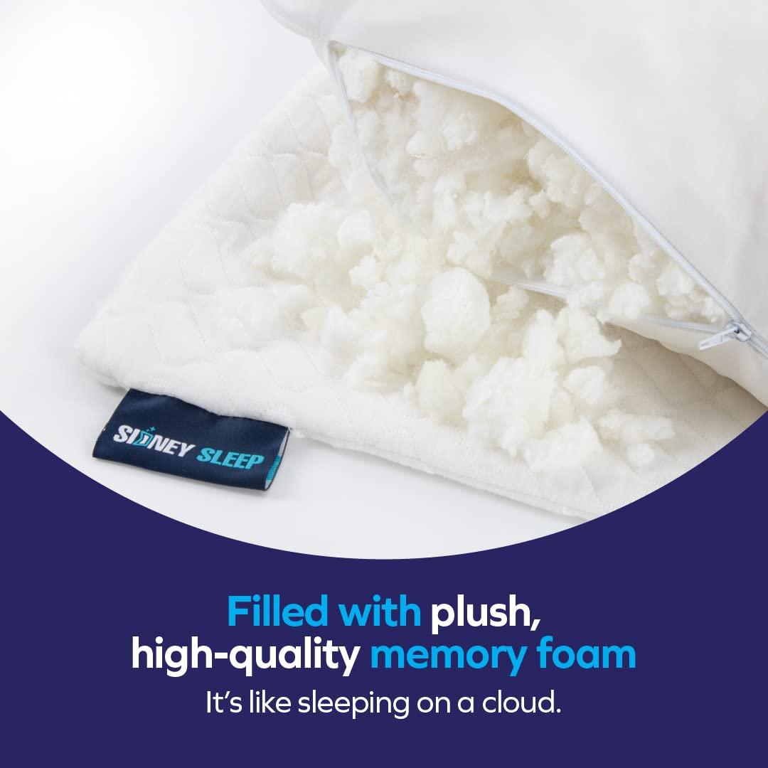Sidney Sleep Pillow for Side and Back Sleepers - Comfort for Neck and Shoulder Pain - Adjustable Contour Fill - Queen Size - Extra Fill Included (White) - Image 7