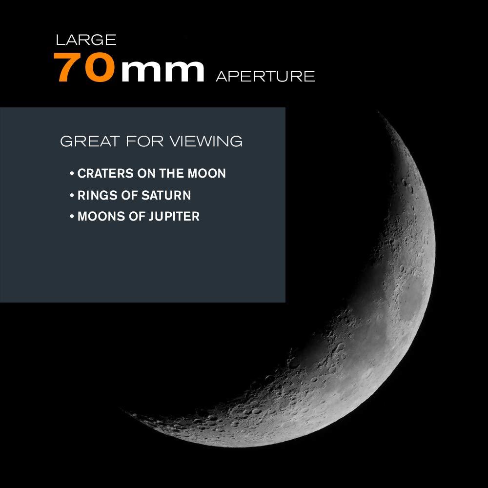 Celestron - AstroMaster 70AZ Telescope - Refractor Telescope - Fully Coated Glass Optics - Adjustable Height Tripod – Bonus Astronomy Software Package - Image 3