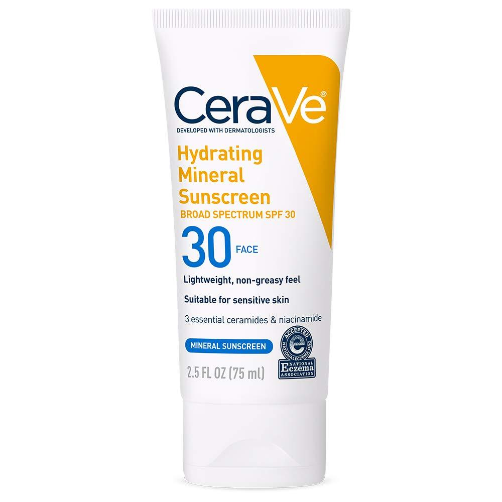CeraVe 100% Mineral Sunscreen SPF 30, Face sunscreen With Zinc Oxide & Titanium Dioxide, Hyaluronic Acid + Niacinamide + Ceramides, Oil Free, Travel Size 2.5 oz - Image 11