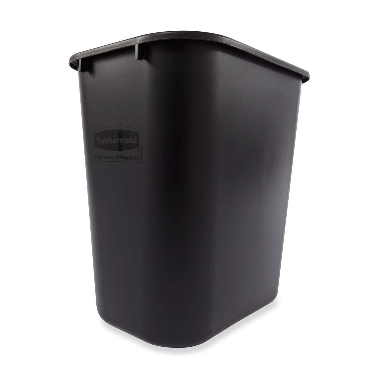 Rubbermaid Commercial Products Wastebasket/Trash Can, 7-Gallon/28-Quart, Black, Plastic, for Bedroom/Bathroom/Office, Fits Under Desk/Sink/Cabinet, Pack of 4 - Image 2