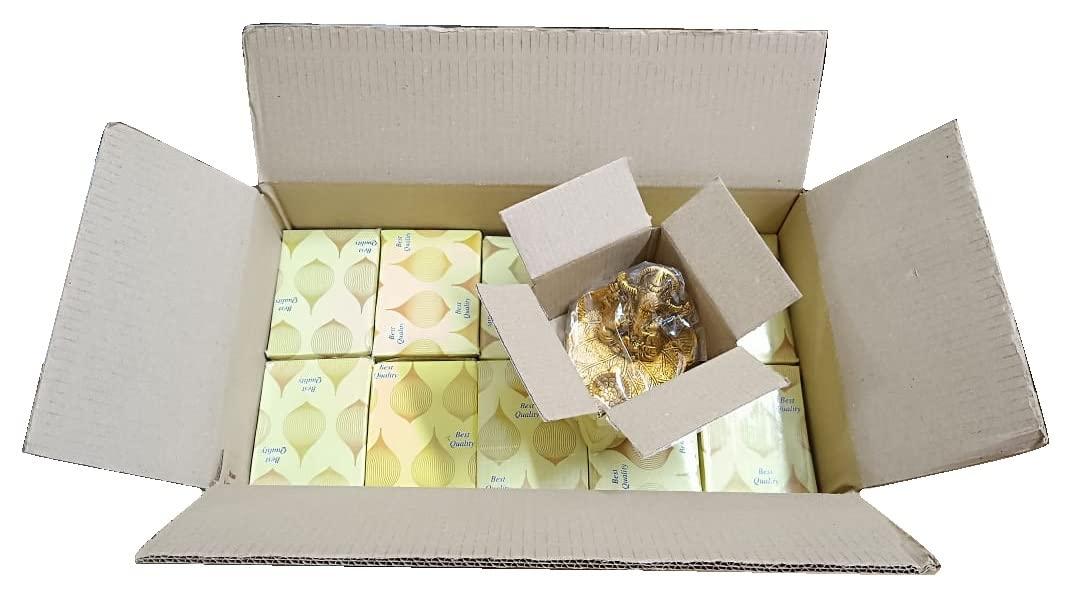 NOBILITY Ganesha on Leaf Statue Gold Ganesh Idol with Diya for Home Office Pooja Puja Diwali Decorative Wedding Return Gift Items 10 Pcs - Image 8