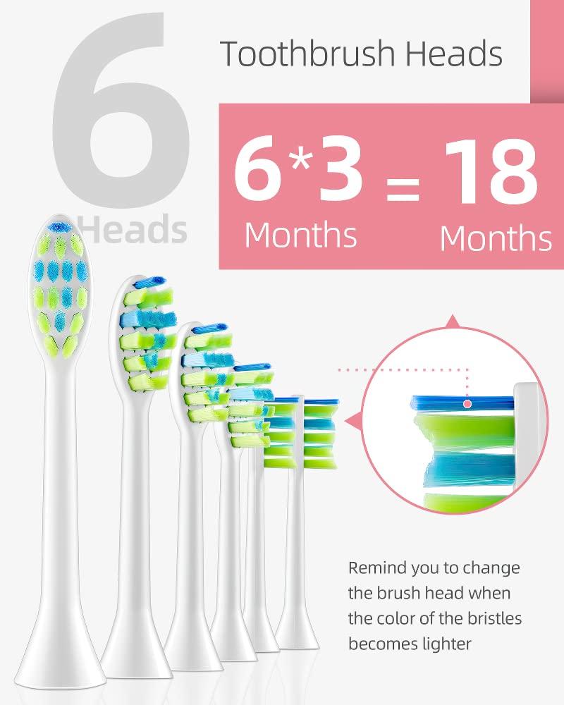 7AM2M Sonic Electric Toothbrush with 6 Brush Heads for Adults&Kids, One Charge for 120 Days, Wireless Fast Charge, 5 Modes, 40000VPM Powered Toothbrush, 2 Minutes Built in Smart Timer (Rose Pink) - Image 4