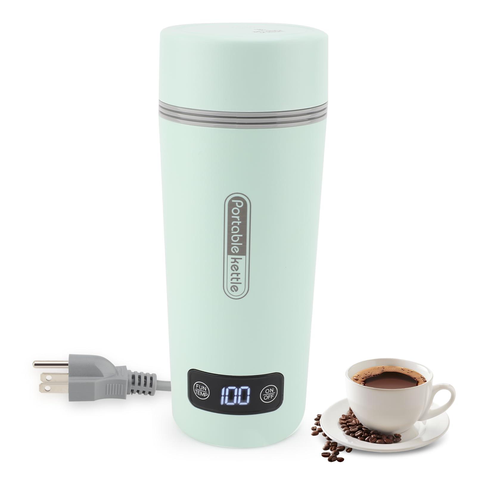 Travel Electric Kettle, 12oz Portable Water Boiler, 45/60/80/100℃ Temperature Control, Car Electric Travel Kettle, Portable Electric Kettle, 304 Stainless Steel Mini Hot Water