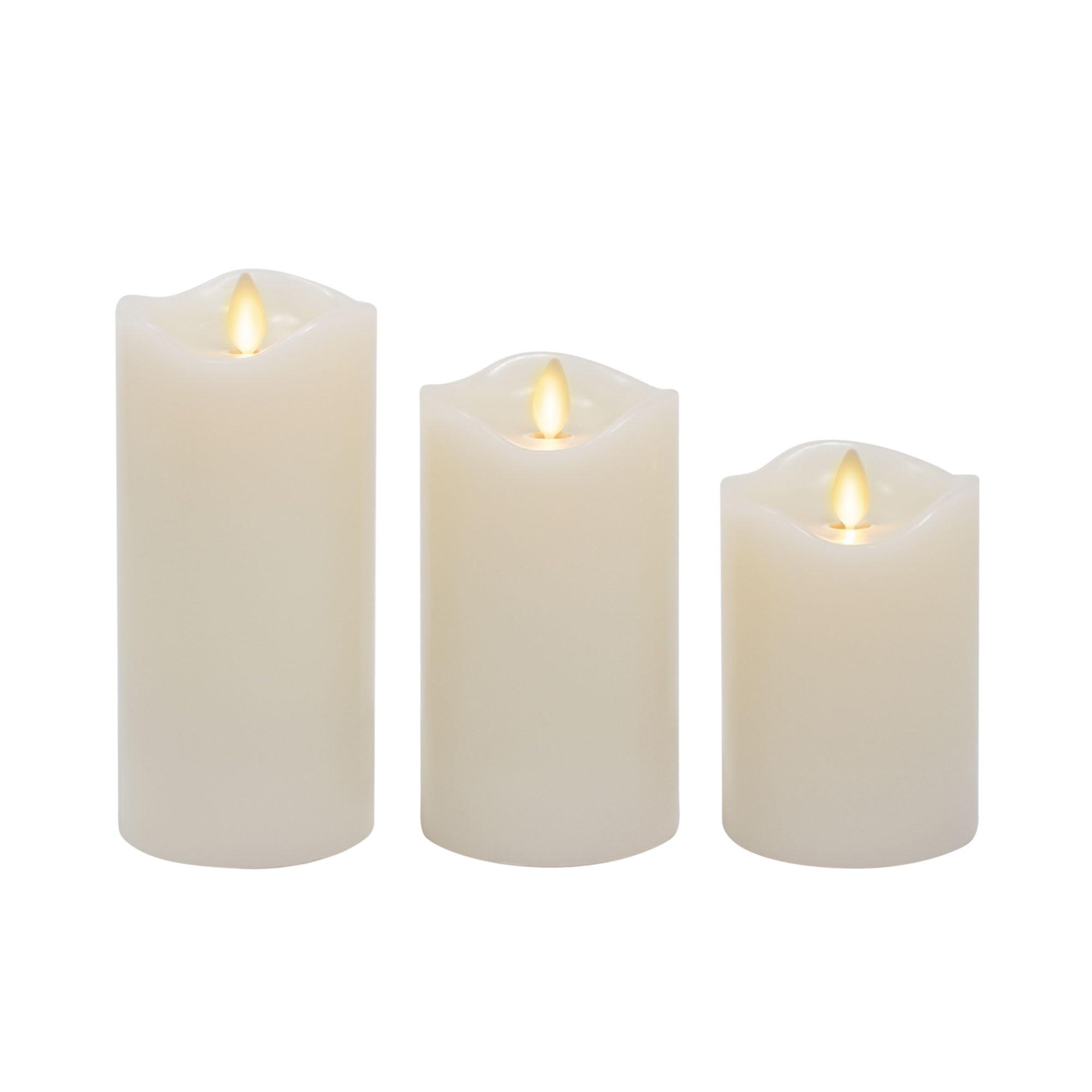 Matchless Candle Co. by Luminara Set of 3 (3" x 4.5",5.5",6.5") Flameless LED Flickering Battery Candle Moving Flame Pillar, Melted Edge, Real Wax Smooth Finish (Unscented) - Image 9