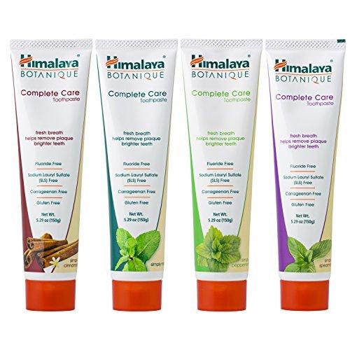 Himalaya Botanique Complete Care Toothpaste, Variety Pack - Fluoride Free Toothpaste for Clean Teeth & Fresh Breath - Vegan, Gluten Free, No Artificial Flavors, 5.29 oz (Pack of 4) - Image 2