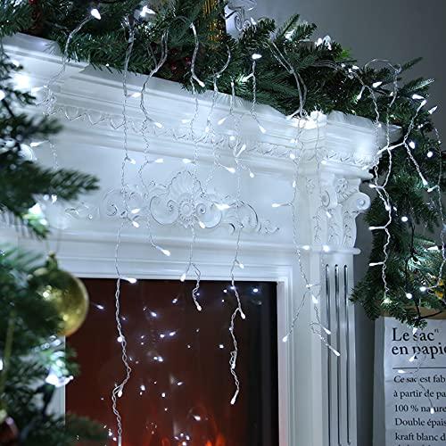 Lomotech Christmas Icicle Lights - 32Ft 8 Modes Waterproof Christmas Lights Connectable with Timer for Holiday, Wedding Party, Eaves, Christmas Decorations (White) - Image 4