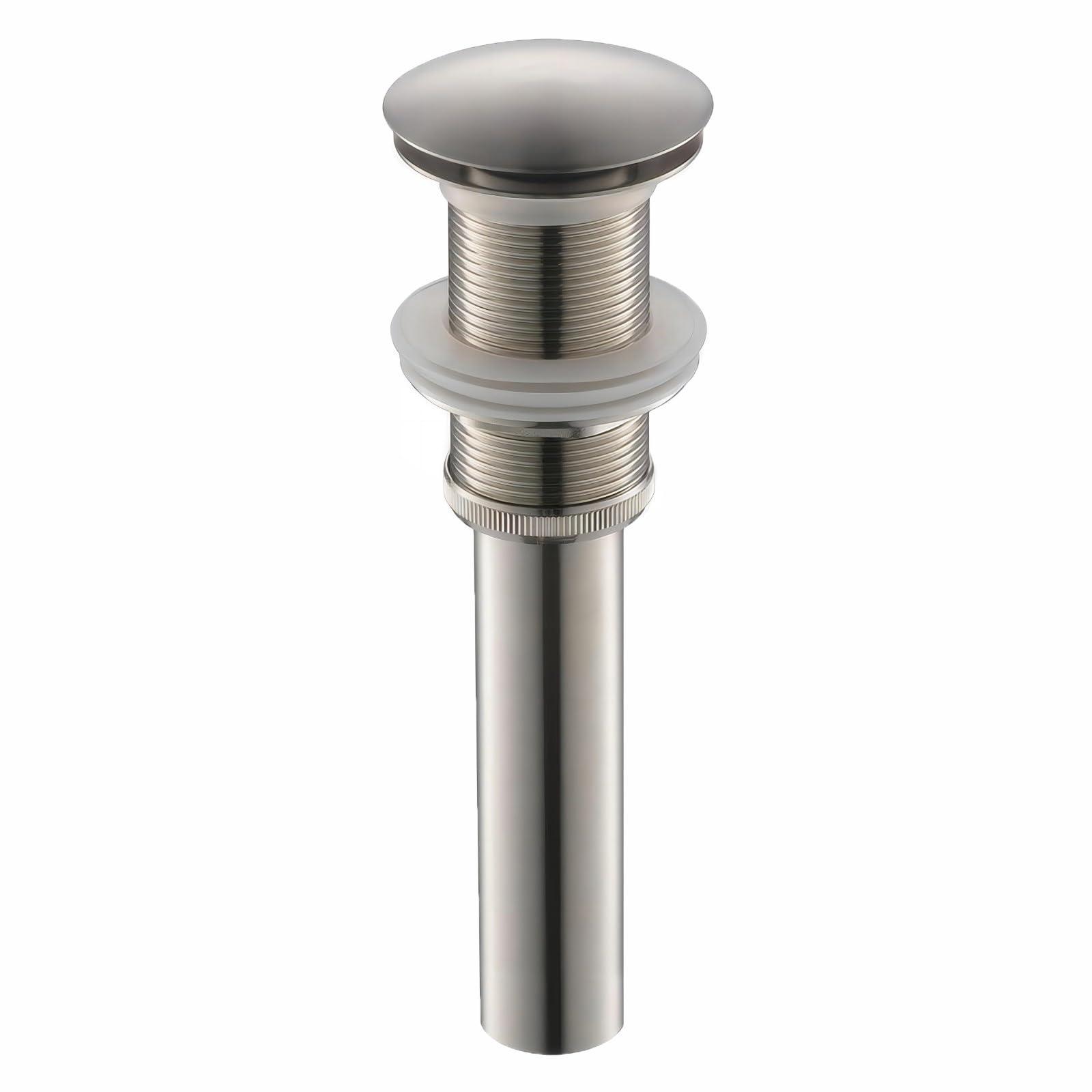 Yodel Faucet Vessel Sink Drain Without Overflow - Bathroom Sink Drain Stopper - Pop Up Drain All Metal - Big Cap Fit for Vessel or Undermount Sink,Brushed Nickel,YDPOP-1