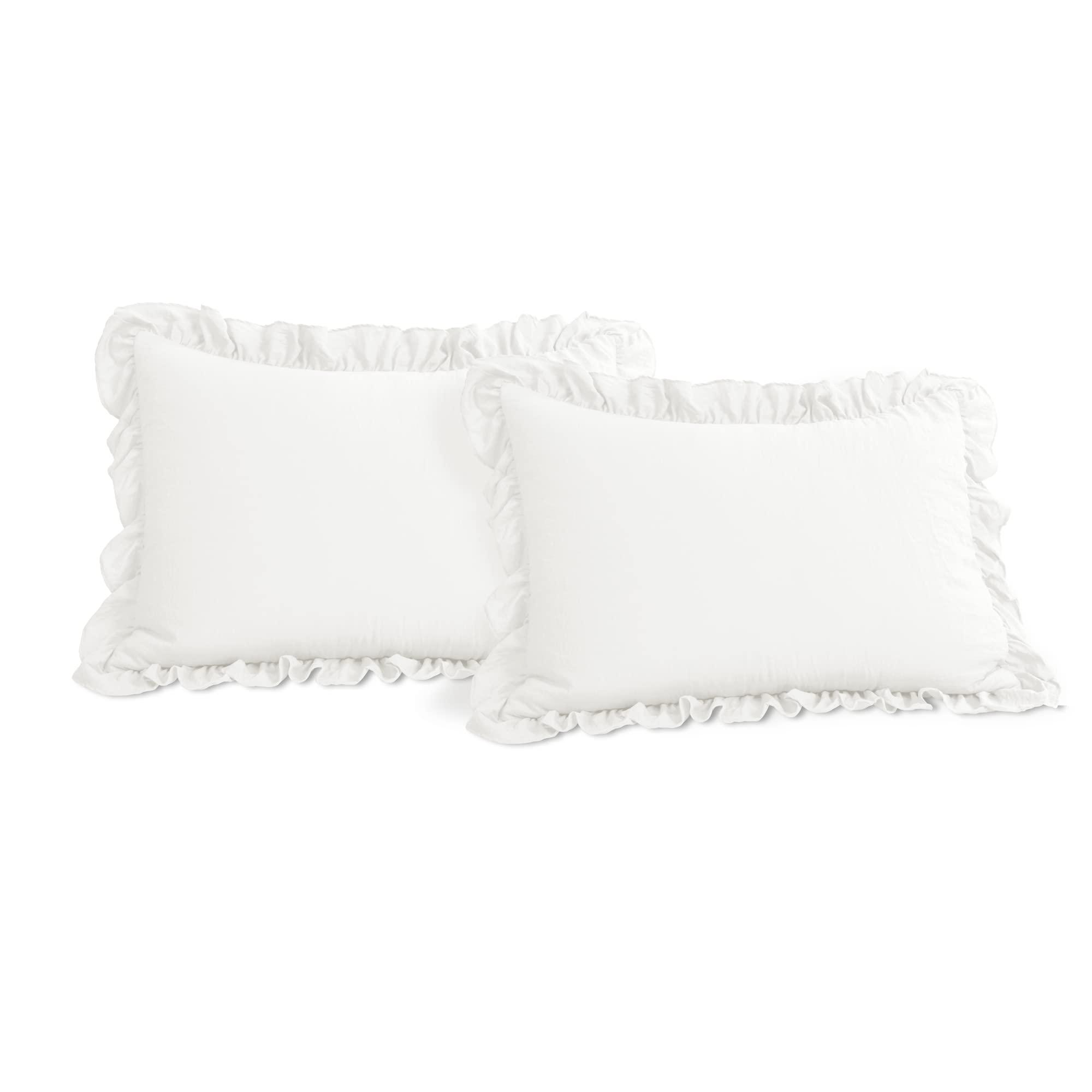 Lush Decor Reyna Ruffle Comforter Set - 3 Piece Full/Queen Size Ruffle Comforter Set - Elegance for Bedroom - Full/Queen, Pure White - Image 5