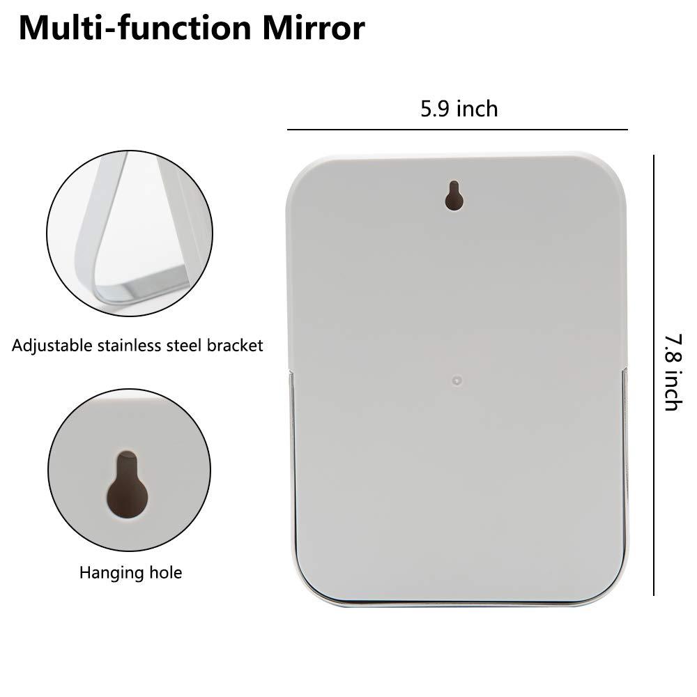 YEAKE Table Desk Vanity Makeup Mirror,8-Inch Portable Folding Mirror with Metal Stand 90°Adjustable Rotation Tavel Make Up Mirror Hanging Bathroom for Shower Shaving(Gray) - Image 2