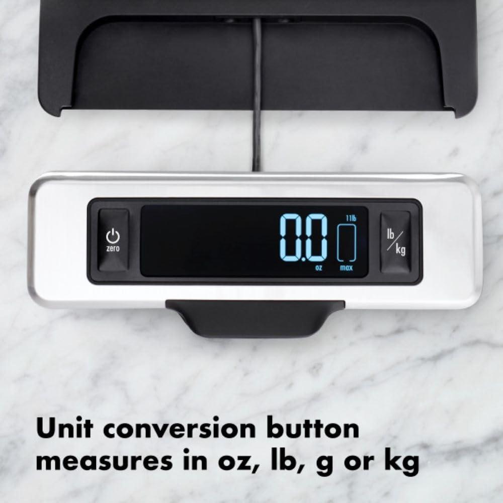 OXO Good Grips 11-Pound Stainless Steel Food Scale with Pull-Out Display - Image 5