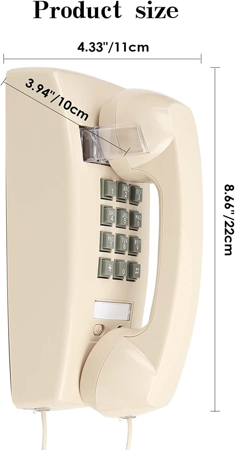 Wall Phone with Classic Design,Corded Wall Phone,Crisp Mechanical Ringer,Easy to Install, Retro Phone, Perfect for Kitchen,Living Room & Bedroom (Beige) - Image 4