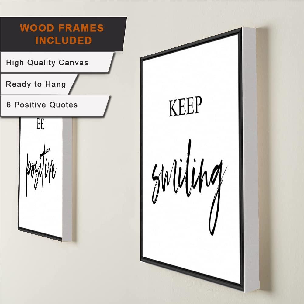 Inspirational Wall Art, Framed Motivational Canvas Wall Art Positive Quote for Living Room Bedroom Office, Stretched Ready to Hang (Set of 6, 8X10in, Framed) - Image 2