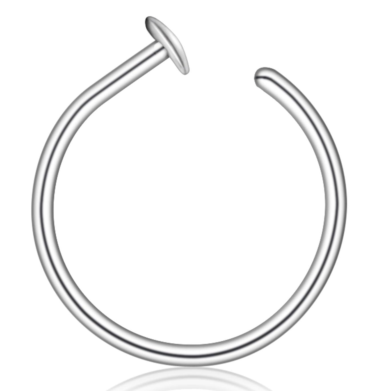925 Sterling Silver Small Thin 20G Nose Ring Hoop for Women Men, USA Handmade Nose Piercing Jewelry, Adjustable 6mm - 7mm