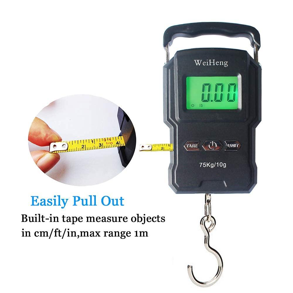 YAGSUW Rechargeable Lugagge Scale Portable Electronic Hook Scale Digital Hanging Bag Luggage Weight Scale Fishing Scale with Measuring Tape 165Lb Black - Image 2