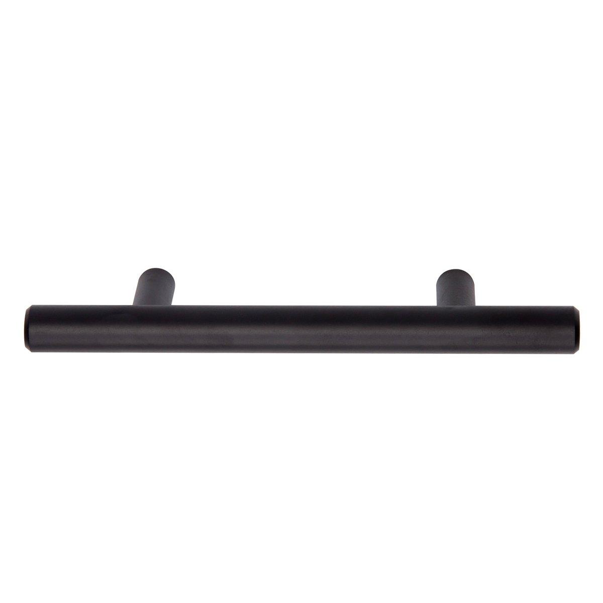 Amazon Basics Euro Bar Cabinet Handle (1/2-inch Diameter), 5.38 in Length (3 in Hole Center), Flat Black, Pack of 10, AB1500-FB-10 - Image 3