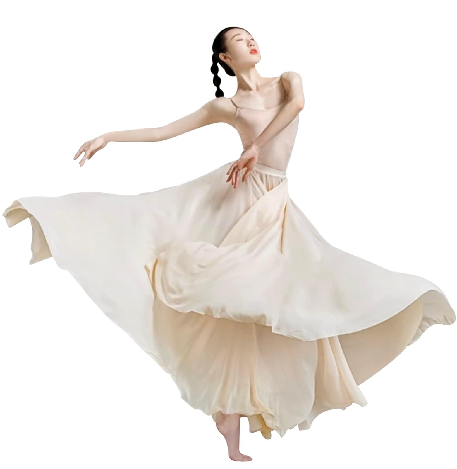 Z&X Women's Lyrical Dance Skirt Gradient Color Chiffon Long Swing Sheer Wrap Skirts for Modern Ballet Performance - Image 5