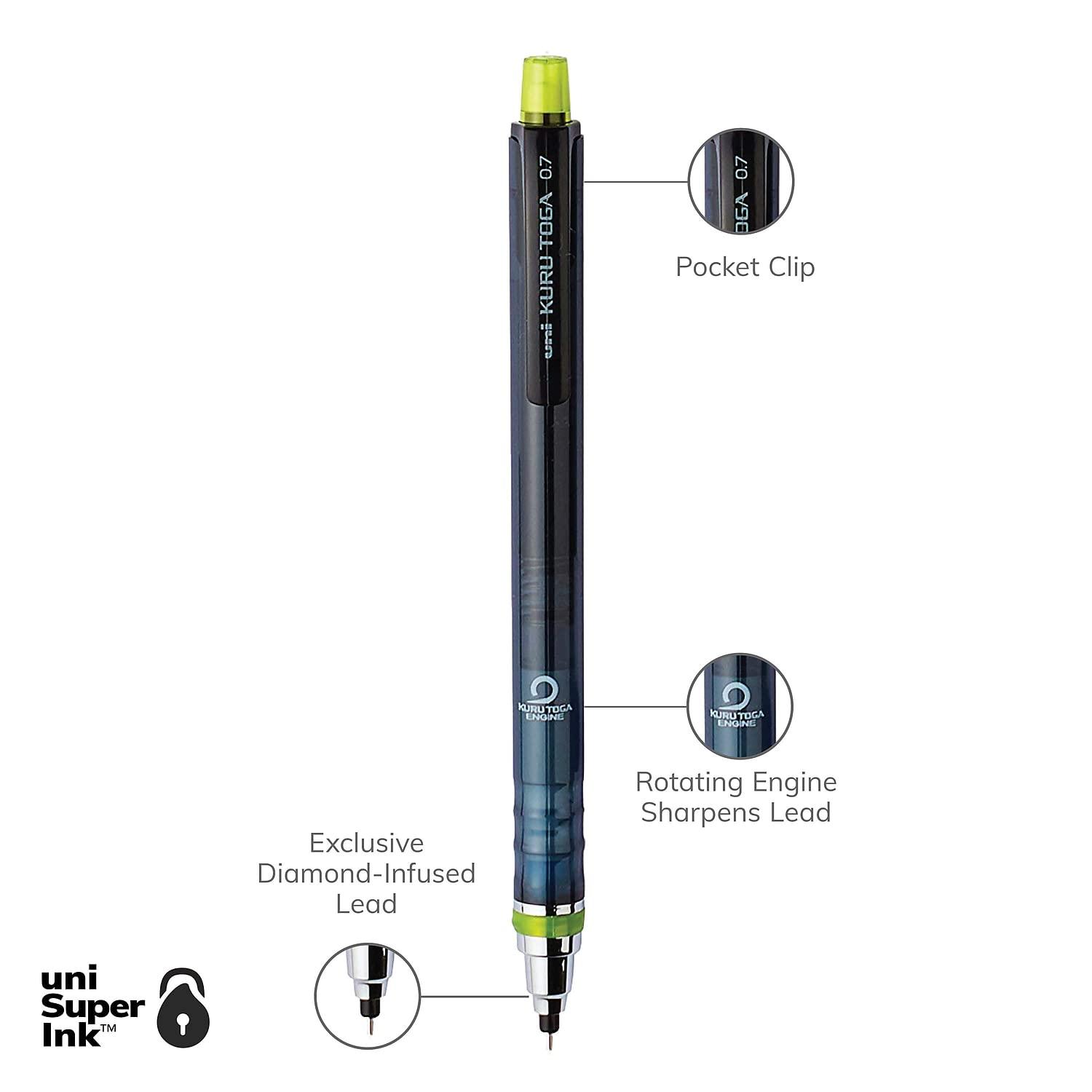 uni-ball Kuru Toga Mechanical Pencil with 0.7 mm Lead Refills & Pencil Erasers, HB #2 - Image 8