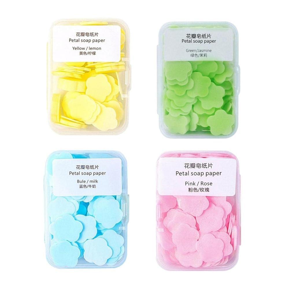 Zenarao Paper Soap, 4 Different Scented Mini Fresh Portable Disposable Petal Hand Wash Sheets, Dissolvable Hand Bath Soap, Suitable for Outdoor, Travel, Camping, 4 Boxes (Approx 400 Sheets) - Image 6