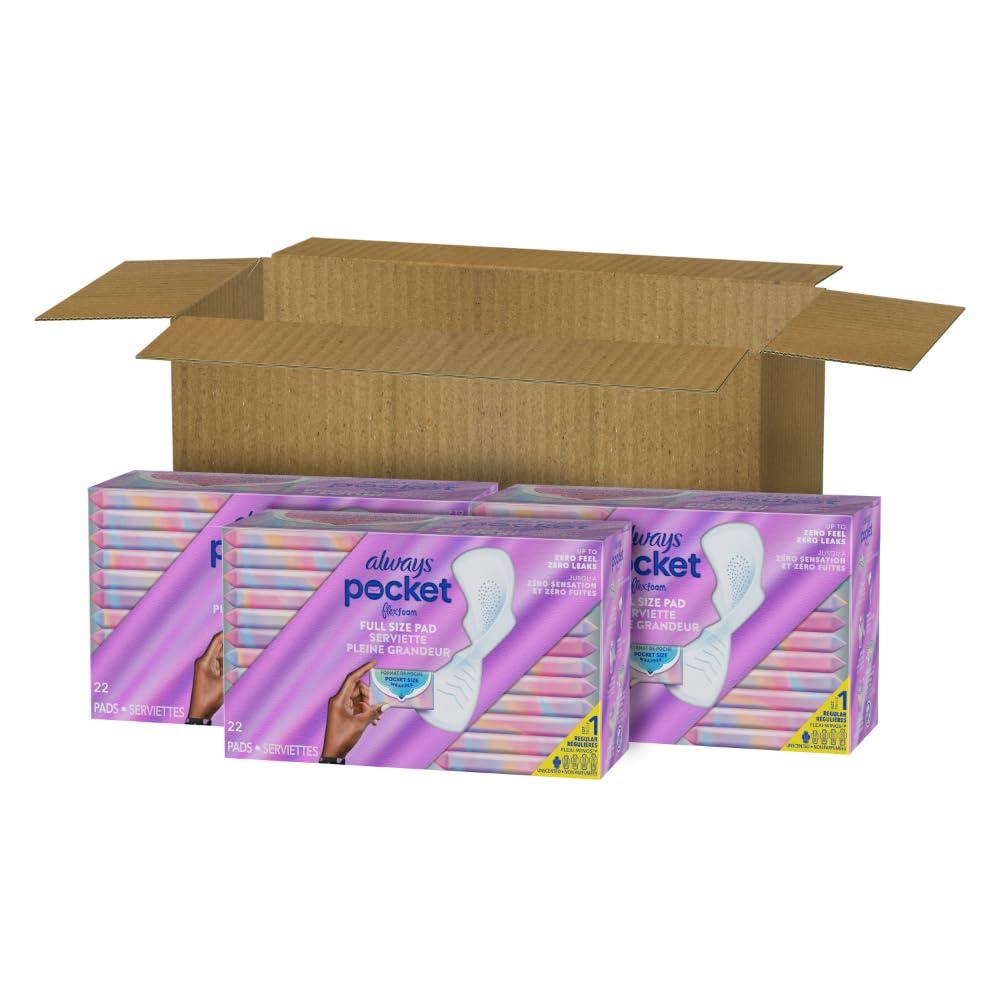 Always Pocket Feminine Pads for Women with FlexFoam, Size 1, Regular, with Wings, Unscented, 66 Count - Image 10