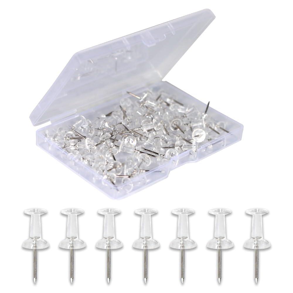 120-Pack Push Pins for Bulletin Board, Thumb Tacks with Clear Plastic Tip and Steel Tip, Portable and Durable Wall Tacks Suitable for Cork Board, Office and Daily Life