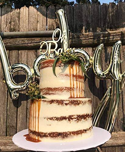 LOVELY BITON Mirrored Gold Oh Baby Cake Topper, Baby Shower 1st Birthday Party Decorations, Welcome Baby Decorations, Baby Shower Party Cake Decor - Image 3