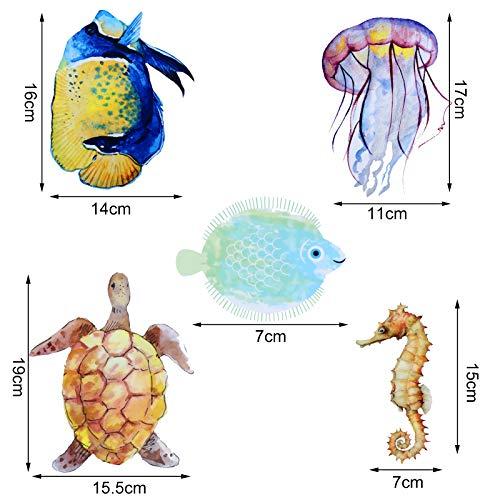 116 Pieces Ocean Wall Decals Under The Sea Fish Wall Nursery Decals Removable Marine Animals Peel and Cute Stickers Art for Kids Bedroom Living Room Bathroom Decoration(Lovely Colors) - Image 2
