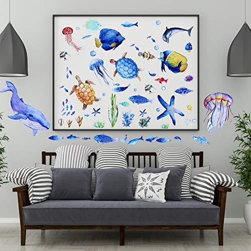 116 Pieces Ocean Wall Decals Under The Sea Fish Wall Nursery Decals Removable Marine Animals Peel and Cute Stickers Art for Kids Bedroom Living Room Bathroom Decoration(Lovely Colors) - Image 3