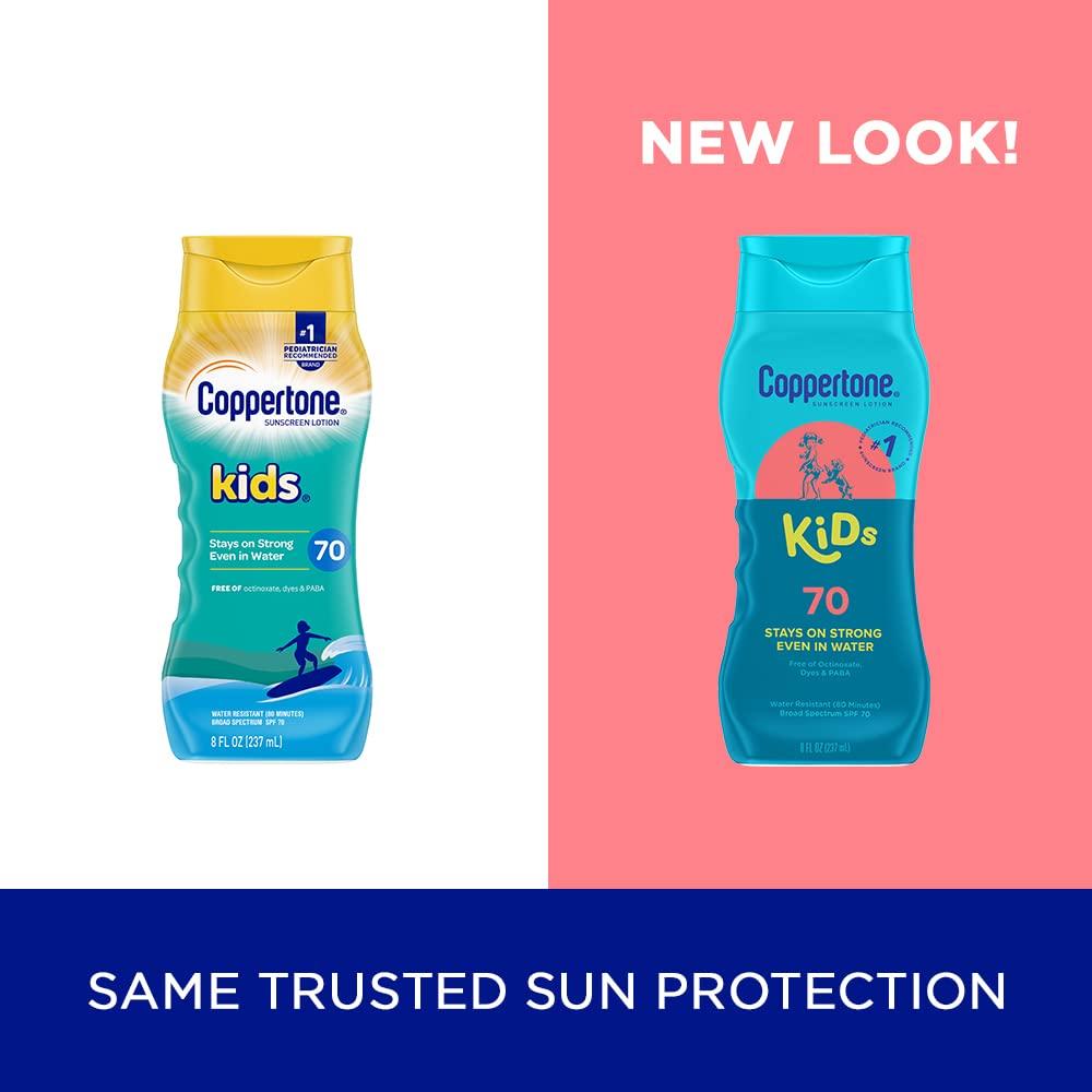 Coppertone Kids Sunscreen Lotion SPF 70, Water Resistant Sunscreen for Kids, 8 Fl Oz Bottle - Image 2
