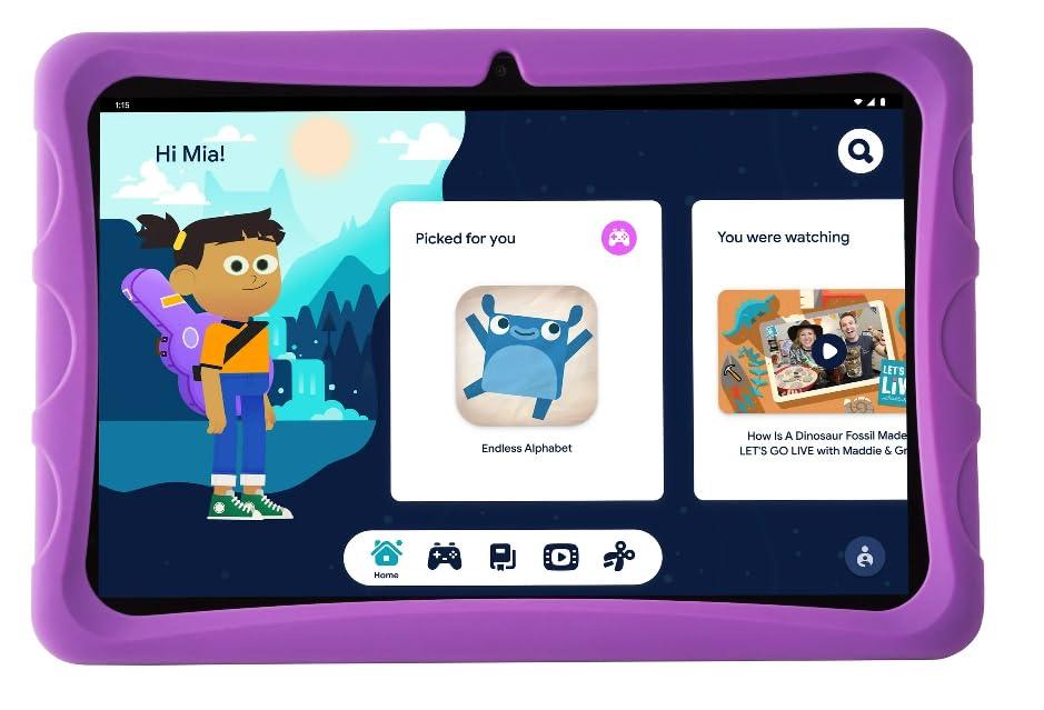 onn. Surf 10.1" Kids Tablet, (2022) 2.0 GHz Quad-Core, 32GB Storage, 2GB RAM, (1280 x 800) Touchscreen, Android 12, Charcoal - with Purple Rubberized Case (Renewed)